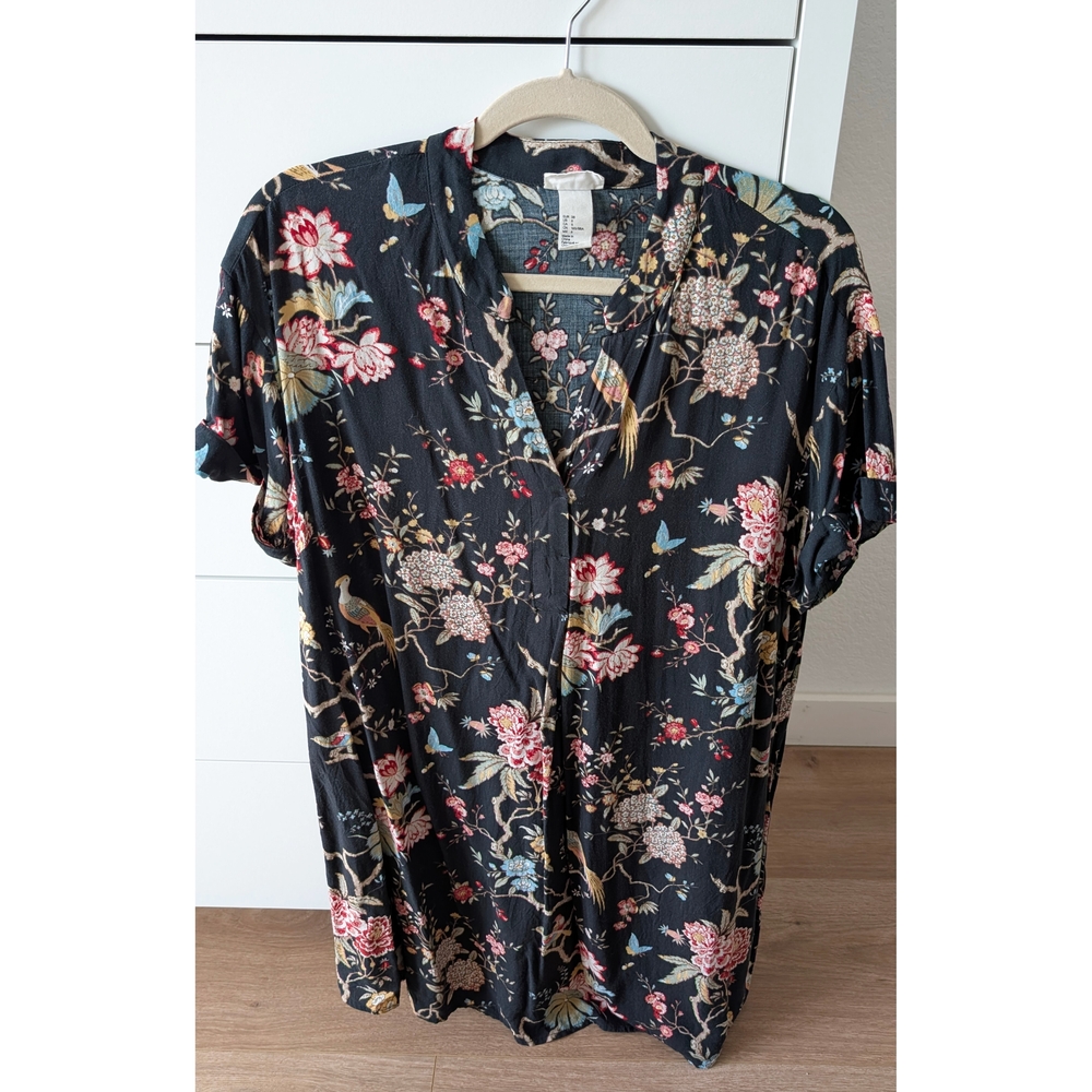 H&M Black Floral Tunic